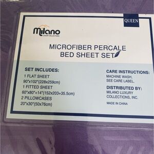 Milano LUXURY COLLECTIONS MICROFIBER PERCALE Queen BED SHEET SET